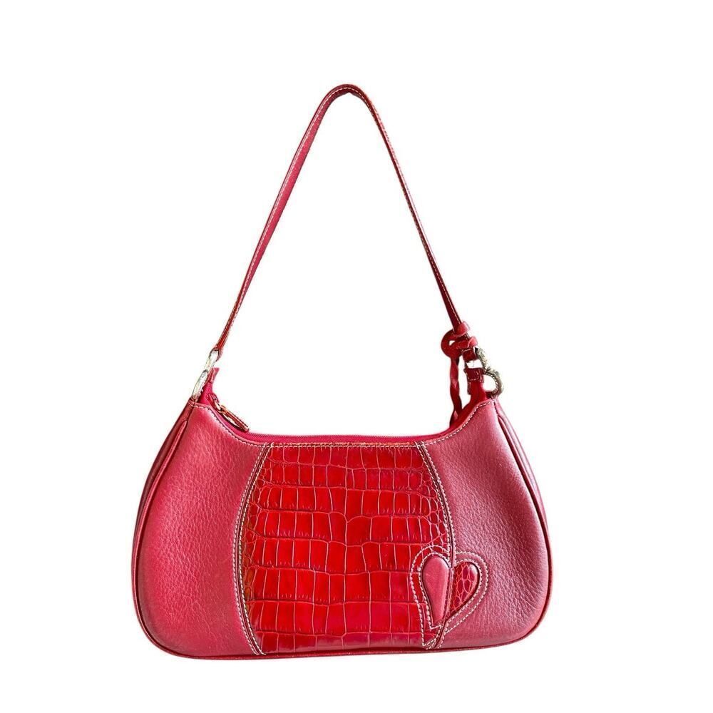 Brighton Hilda Moon Purse Bag Red Leather, Small Shoulder, Embossed READ - Picture 2 of 10